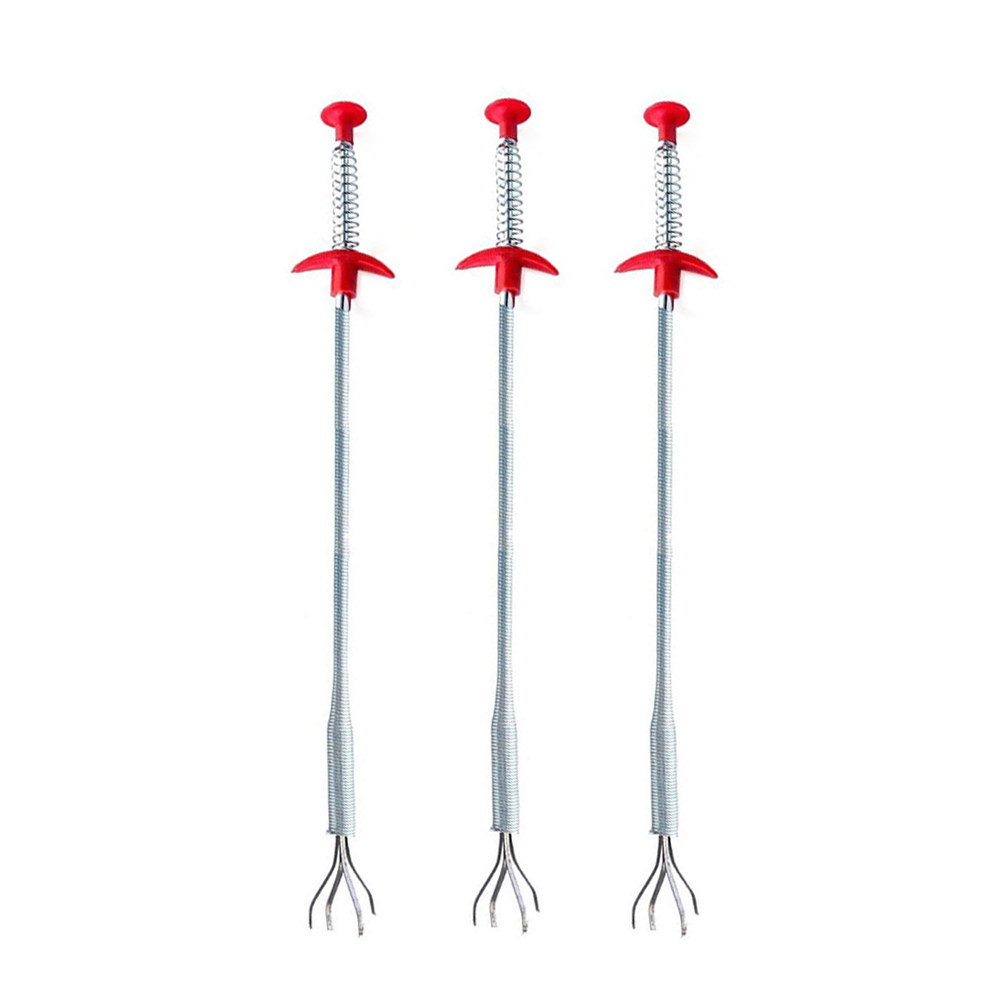 Drain Snake Flexible - เครื่องมือทำความสะอาดท่อระบายน้ำ 4 ชิ้น ที่ทำจากสแตนเลสแบบยืดหยุ่น พร้อมหัวจับสี่แฉก สำหรับกำจัดสิ่งสกปรกและขยะในท่อระบายน้ำ